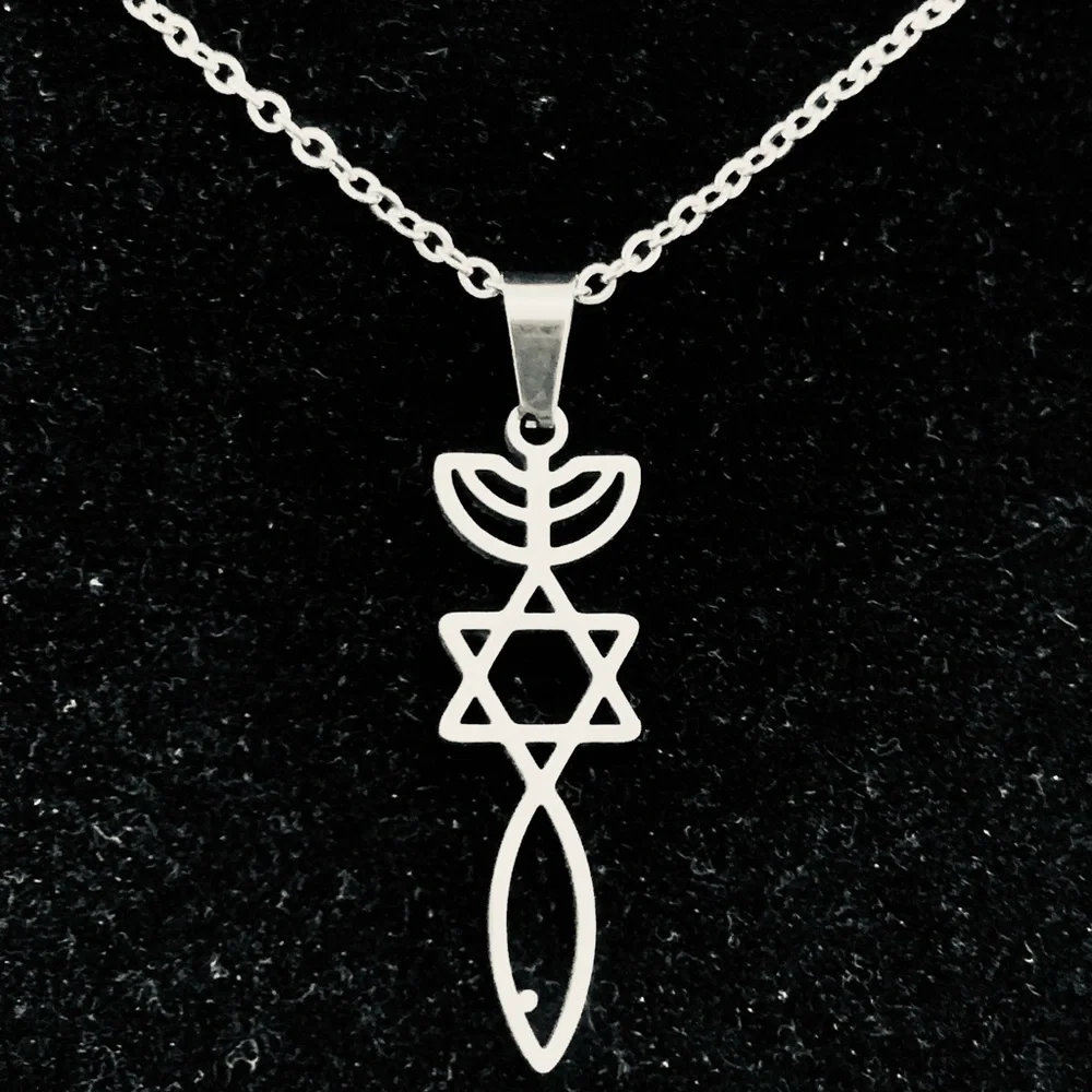 Jewish Star of David Menorah/Ichthus Messianic Seal chain necklace